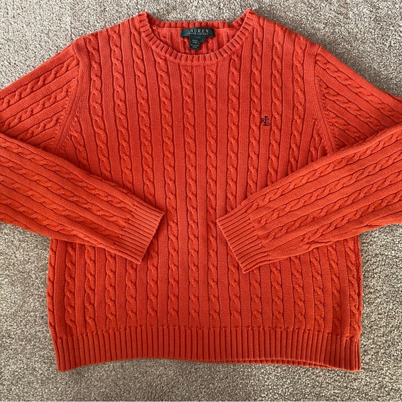 Ralph Lauren Sweaters - Lauren Ralph Lauren Women’s Large Knit Logo Pullover Sweater Classic Vintage LRL
